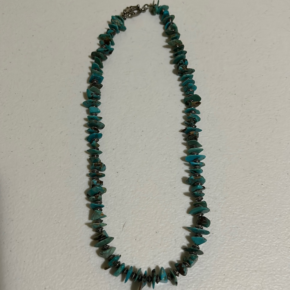 Vtg Native American Natural Turquoise Nugget 19” Necklace